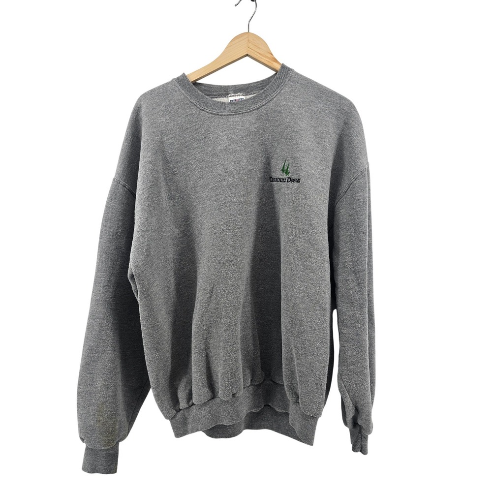 Jerzees Sweatshirt Mens XL Gray Churchill Downs Horse Racing NuBlend Pullover